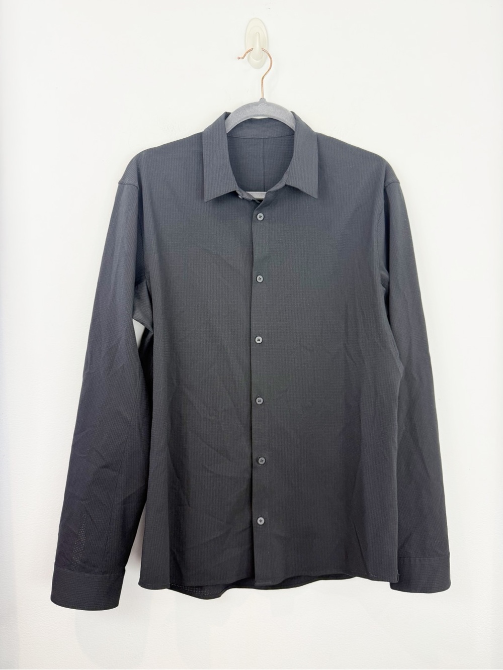 Lululemon Mens Black Long Sleeve Collared Button Down Shirt Size Large
